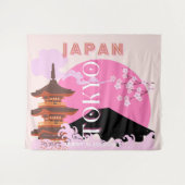Tokyo Japan Reiskunst, Retro Reiskunst, Roze Wandkleed (Voorkant (horizontaal))