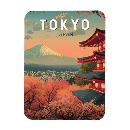 Tokyo Japan Reizen Kunst Vintage Magneet (Verticaal)