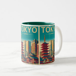 Tokyo Japan reizen magnetische kaart geschenken Tweekleurige Koffiemok