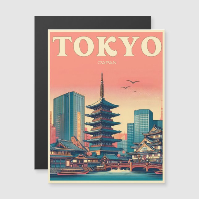 Tokyo Japan reizen  magnitic card geschenken (Voorkant / Achterkant)