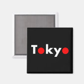 Tokyo Japan Rode Stippen Donkere kleur Magneet (Voorkant / Achterkant)
