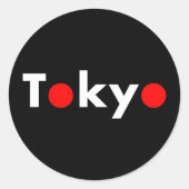 Tokyo Japan Rode Stippen Donkere kleur Ronde Sticker (Voorkant)