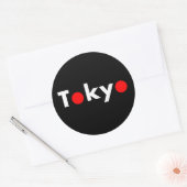 Tokyo Japan Rode Stippen Donkere kleur Ronde Sticker (Envelop)