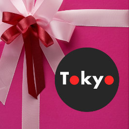 Tokyo Japan Rode Stippen Donkere kleur Ronde Sticker