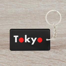 Tokyo Japan Rode Stippen Donkere kleur Sleutelhanger