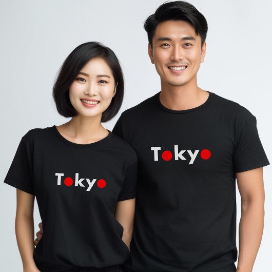 Tokyo Japan Rode Stippen Donkere kleur T-shirt