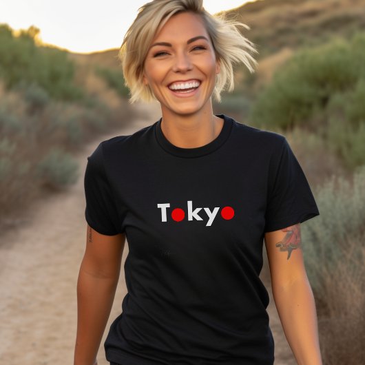 Tokyo Japan Rode Stippen Donkere kleur T-shirt