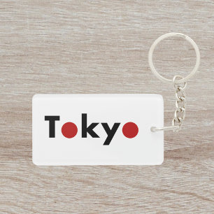 Tokyo Japan Rode Stippen Licht-kleur Sleutelhanger