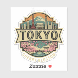 Tokyo Japan Silhouette Mount Fuji Reisbadge Sticker