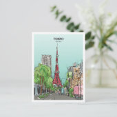 Tokyo Japan Sketch Art Vintage Travel Briefkaart (Staand voorkant)