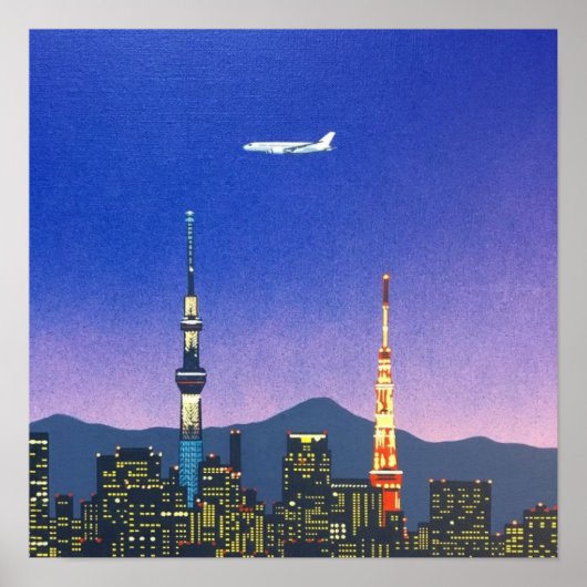 Tokyo Japan Skyline 80s Hiroshi Nagai Art Poster (Voorkant)