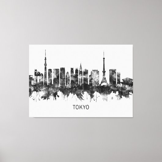 Tokyo Japan Skyline BW Canvas Afdruk (Voorkant)