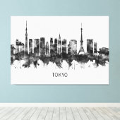 Tokyo Japan Skyline BW Canvas Afdruk (Insitu (Houten vloer))