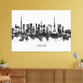 Tokyo Japan Skyline BW Canvas Afdruk (Insitu (Woonkamer))