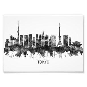Tokyo Japan Skyline BW Foto Afdruk