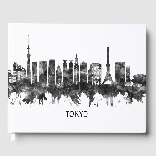 Tokyo Japan Skyline BW Gastenboek (Voorkant)