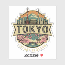 Tokyo Japan Skyline Mount Fuji Travel Badge