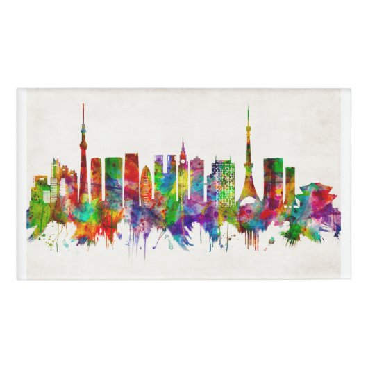 Tokyo Japan Skyline Naambadge (Voorkant)