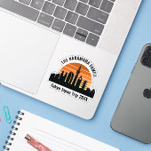 Tokyo Japan Sunset Aangepaste reis Souvenir Laptop Sticker (Laptop met iPhone)
