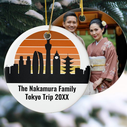 Tokyo Japan Sunset Custom Trip Foto Kerstmis Keramisch Ornament