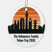 Tokyo Japan Sunset Custom Trip Foto Kerstmis Keramisch Ornament (Links)