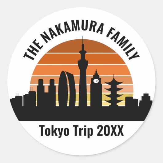 Tokyo Japan Sunset Custom Vakantie Souvenir Ronde Sticker (Voorkant)