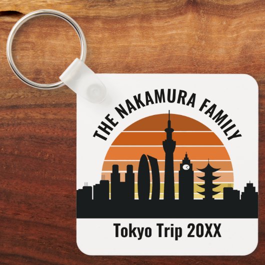 Tokyo Japan Sunset Custom Vakantie Souvenir Sleutelhanger (Voorkant)