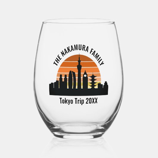 Tokyo Japan Sunset Custom Vakantie Souvenir Wijnglas Zonder Voet (Voorkant)