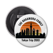 Tokyo Japan Sunset Gepersonaliseerde Vakantie Button Flesopener (Voorkant)