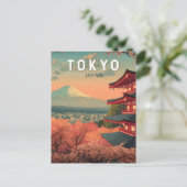 Tokyo Japan Travel Art Vintage Briefkaart (Staand voorkant)