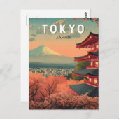 Tokyo Japan Travel Art Vintage Briefkaart (Voorkant / Achterkant)