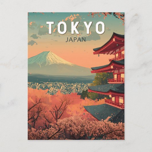 Tokyo Japan Travel Art Vintage Briefkaart (Voorkant)