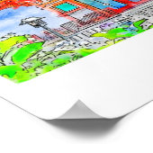 Tokyo Japan Travel Waterverf met de hand getekend Poster (Hoek)