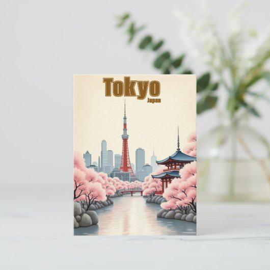 Tokyo Japan Vintage Beroemde Reisplaats Briefkaart (Staand voorkant)