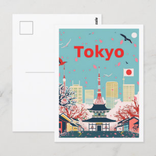Tokyo Japan Vintage Beroemde Reisplaats Briefkaart
