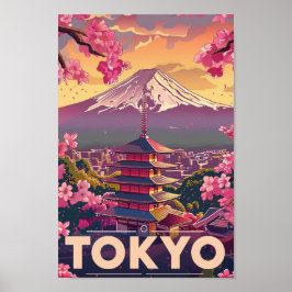 Tokyo Japan Vintage Beroemde Reisplaats Poster