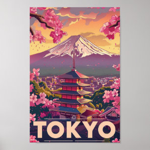 Tokyo Japan Vintage Beroemde Reisplaats Poster