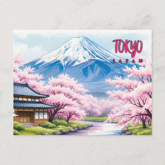Tokyo Japan Vintage Travel Art Briefkaart (Voorkant)