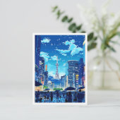 Tokyo Japan Vintage Travel Illustratie Briefkaart (Staand voorkant)
