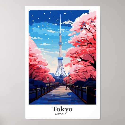 Tokyo Japan Vintage Travel Illustratie Poster (Voorkant)