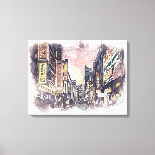 Tokyo Japan Waterverf Painting Canvas (Voorkant)