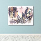 Tokyo Japan Waterverf Painting Canvas Afdruk (Insitu (Houten vloer))