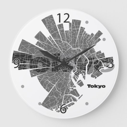 Tokyo Map Clock Grote Klok (Voorkant)