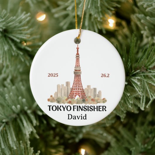 Tokyo Marathon 2025, Marathon Finisher Gift Keramisch Ornament (Boom)
