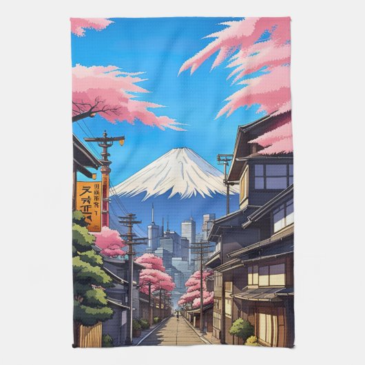 Tokyo Mt Fuji Theedoek (Verticaal)