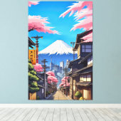 Tokyo Mt Fuji Uitgerekt Canvas Print (Insitu (Houten vloer))