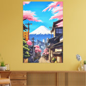 Tokyo Mt Fuji Uitgerekt Canvas Print (Insitu (Woonkamer))