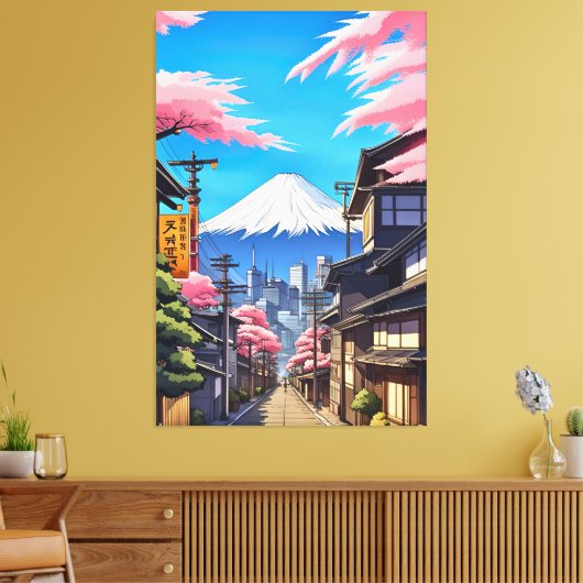 Tokyo Mt Fuji Uitgerekt Canvas Print (Insitu (Woonkamer))