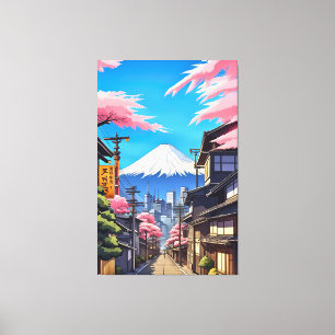 Tokyo Mt Fuji Uitgerekt Canvas Print