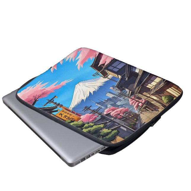 Tokyo Mt Fuji Uitgerekt Canvas Print Laptop Sleeve (Voorkant onderkant)
